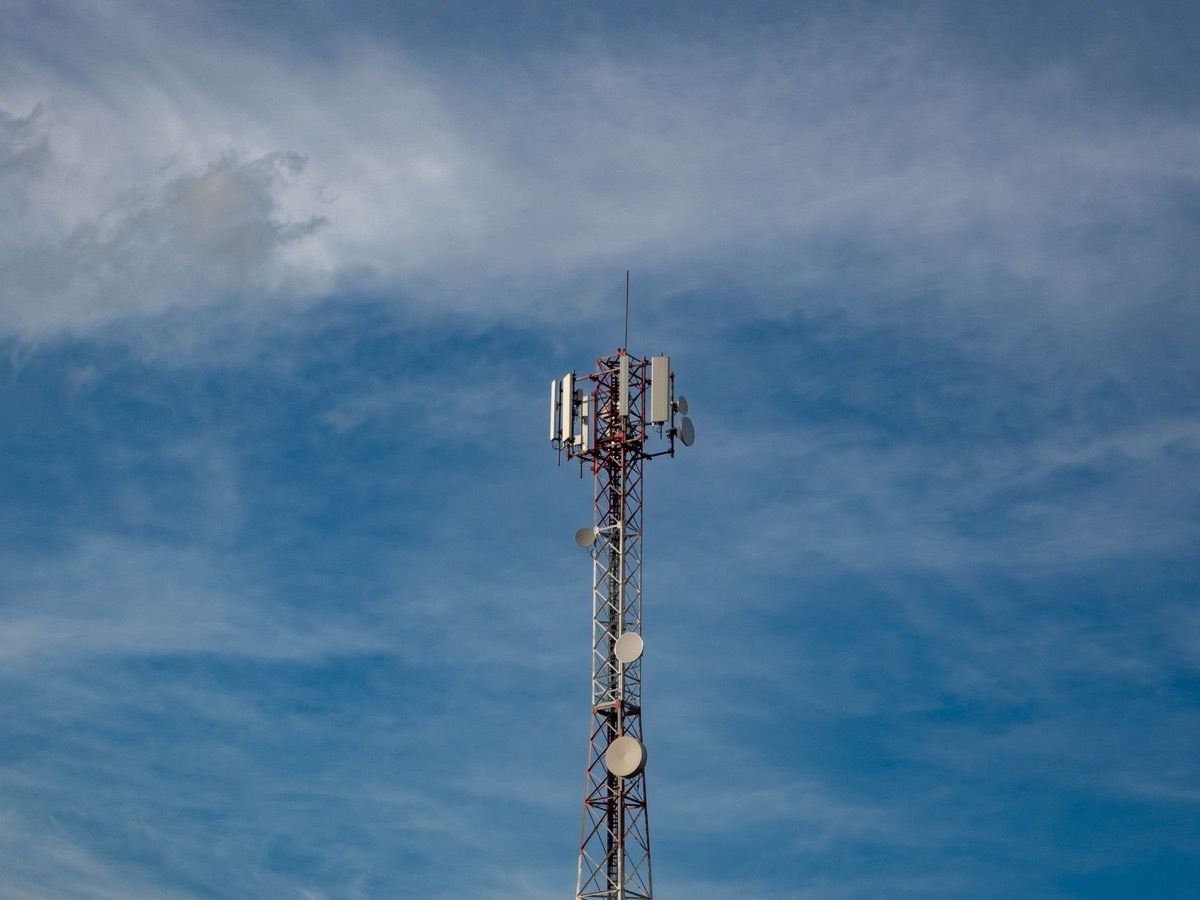 A communications tower against the sky